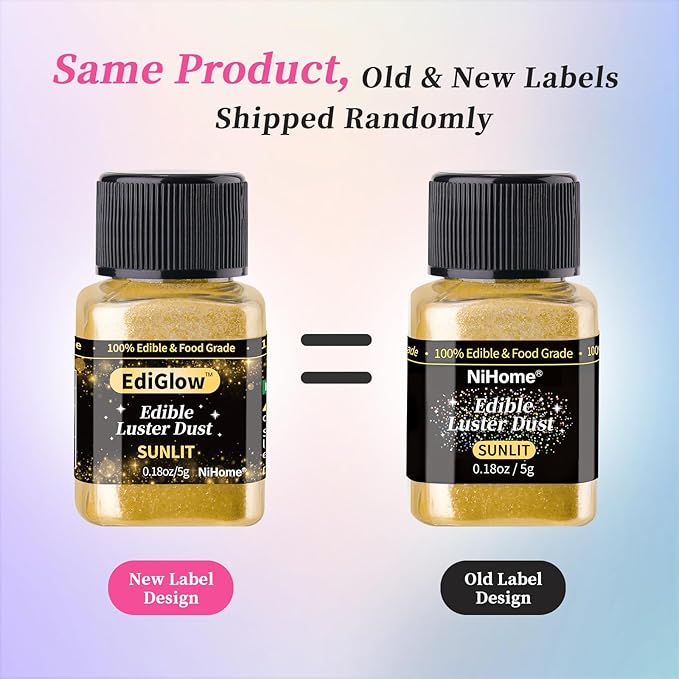 NiHome Edible Food-Grade Glimmer Powder Glitter Luster Dust Metallic Food Decorating Sprinkle Glimmery Dust for Drink Wine Beverage Cake Candy Dessert Bakery Restaurant Vegan (0.18oz/5g, Black)