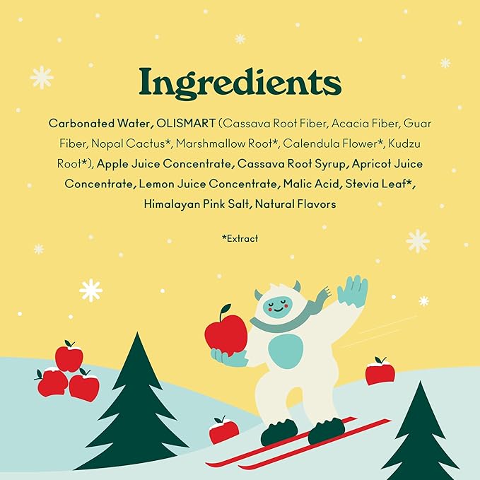 OLIPOP Prebiotic Soda Pop, Crisp Apple, Pantry Pack Packed with Prebiotics, Fiber, and Botanicals, Gluten Free, Vegan, GMO Free, 12oz (12-Cans)