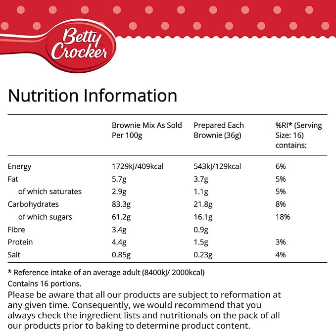 Betty Crocker Chocolate Fudge Brownie Mix, 415 g