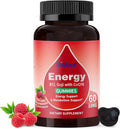 Natural Energy Gummies with Vitamin B12, Goji, CoQ10, Energy Support & Metabolism Support Chewable Supplement,GMO Free, Gluten Free (Raspberry, 60 Count)