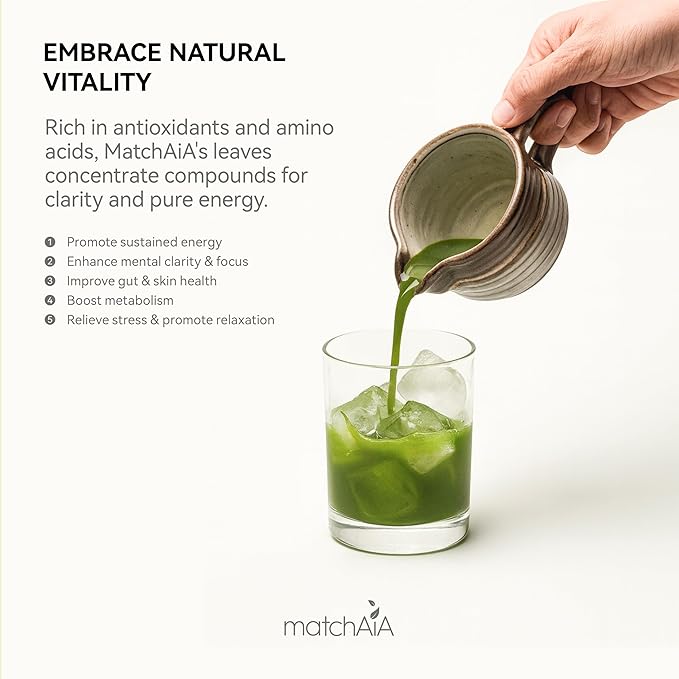MatchAiA Organic Ceremonial Matcha Green Tea Powder - Premium Ceremonial Grade, First Spring Harvest, USDA Certified, 100% Pure - Sugar Free, Gluten Free (60g / 2.1oz Tin)