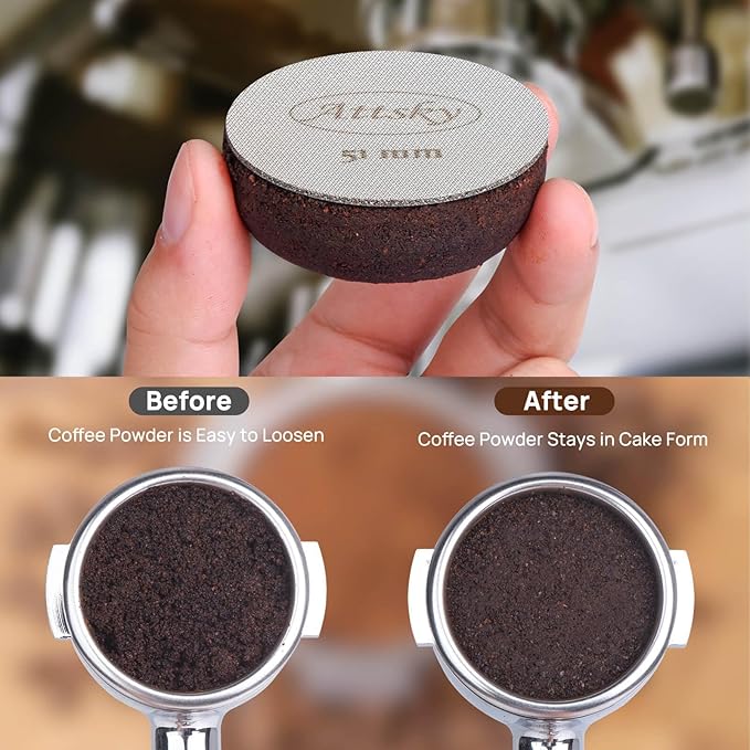 51mm Espresso Puck Screen, Espresso Filter for 51mm Portafilter Filter Basket, Reusable Espresso Screen with 1.7mm Thickness 150μm 316 Stainless Steel