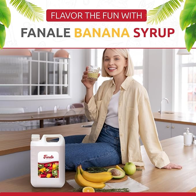Fanale Premium Flavoring Concentrated Syrup for Bubble Tea 11 lb | Banana Flavor Syrup | for Boba Tea, Smoothies, Slushes, Desserts | 11lb | SRP280
