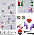 Halloween Resin Earrings Mold 3pcs Resin Jewelry Molds, Various Skull Silicone Molds Wing Hair Clips Mould, DIY Epoxy Ornaments Earring Pendants Necklaces Keychain Making Kit Holiday Gifts