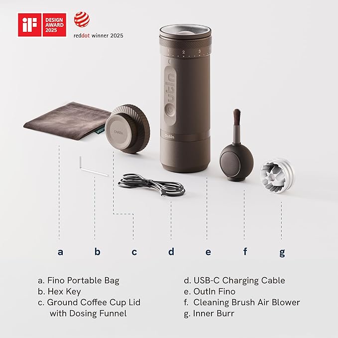 OutIn Fino Portable Electric Coffee Grinder, Coffee Stand