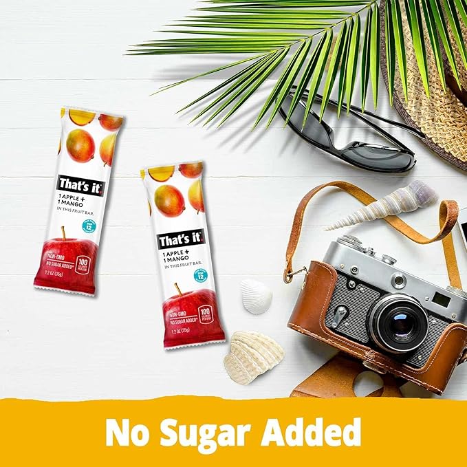 That's it. Fruit Bars Snack 20 Pack - 100% All Natural Gluten-Free Vegan Low Carb Snacks - Healthy Fruit Snacks Variety Pack Strawberry, Mango, Blueberry, Cherry, Fig Bars