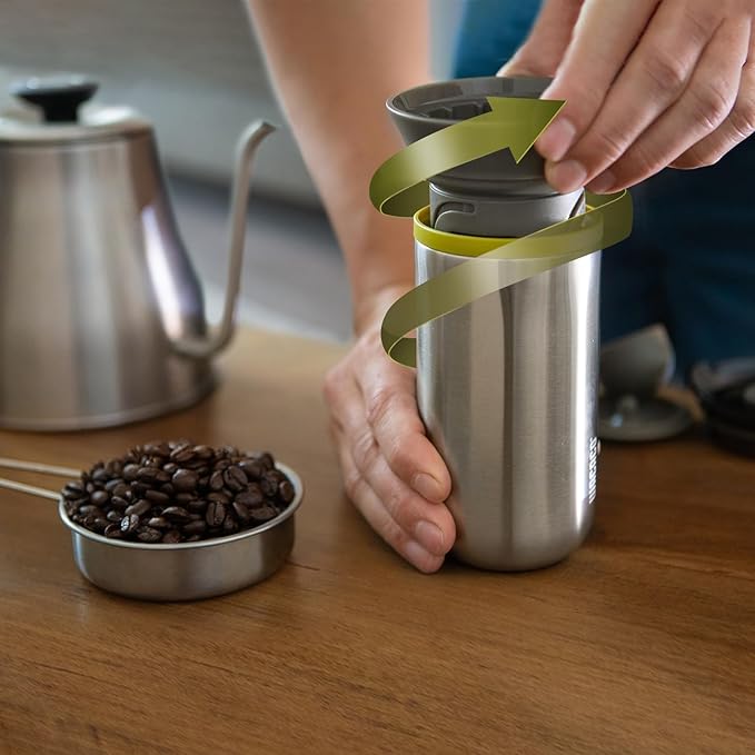 WACACO Cuppamoka Pour-Over Coffee Maker, Portable Drip Coffee Maker with 10 Cone Paper Filters, Manually Operated, Stainless Steel Coffee Brewer, 10 fl oz