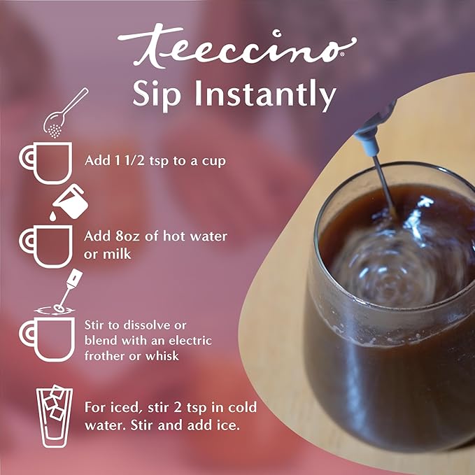 Teeccino Instant Organic Vanilla Nut Herbal Coffee– 33 servings – Instant Chicory Coffee Alternative with Creamy Vanilla Slightly Sweetened by Dates That’s Prebiotic, Caffeine-Free & Acid Free - 3.5 ounces