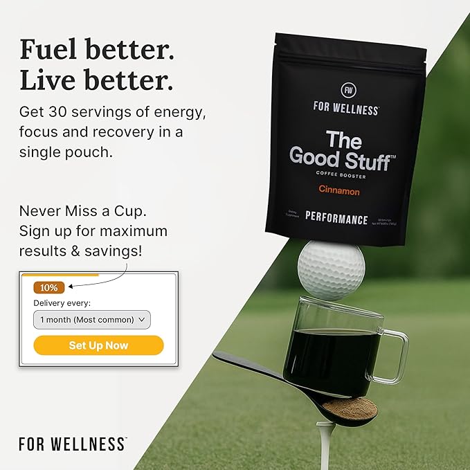 For Wellness The Good Stuff Performance – Coffee Booster | Collagen + MCT Powder Supplement with L-Theanine and Antioxidants for Jitter-Free Energy & Stamina | Non-Dairy, Keto-Friendly, 30 Servings