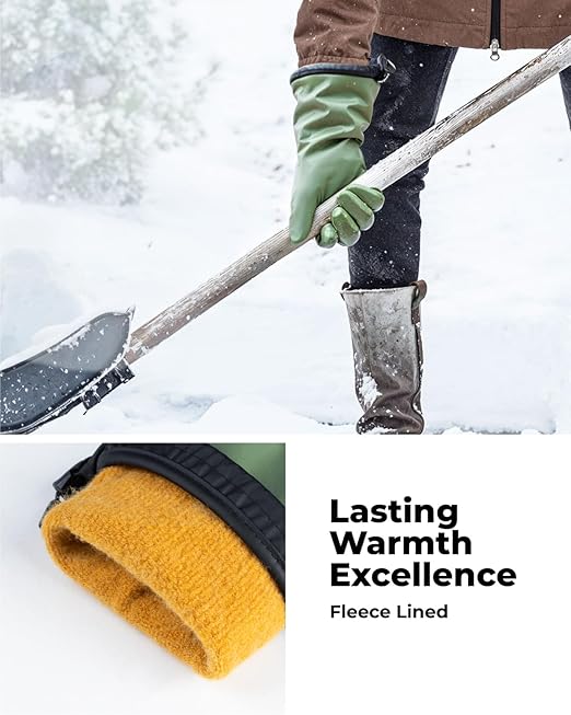 Waterproof Winter Gloves with Grip, Balaena Freezer Gloves for Light Duty Work & Outdoor Adventure, Hiking, Farming, Washing, Ice Fishing, Green, X-Large