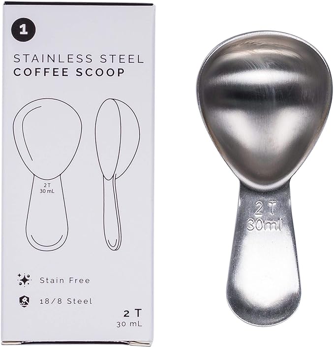 Coffee Scoop - Brushed Stainless Steel - 2 Tablespoon Capacity - Fits inside Airscape Canisters (Brushed Steel)