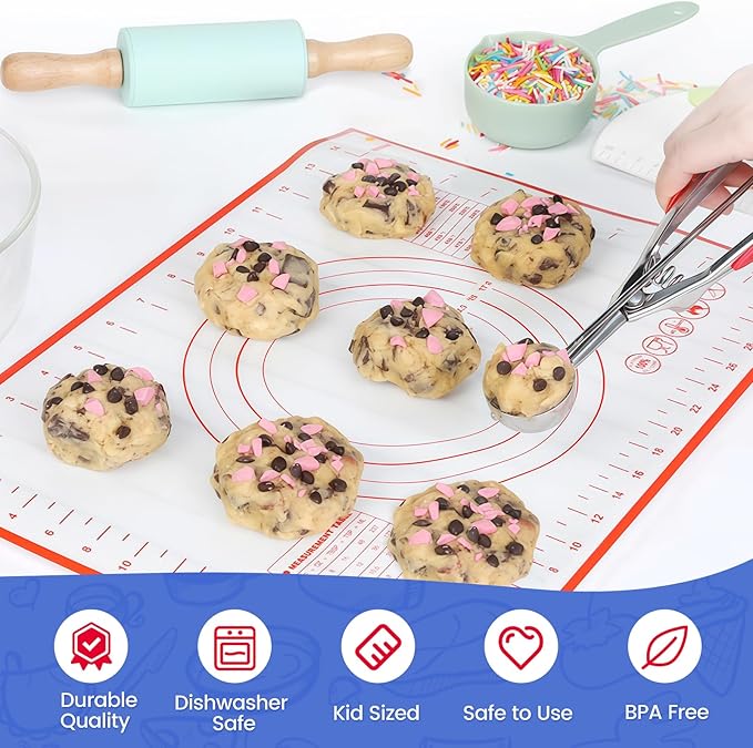 Vinino 11-Piece Kids Baking&Cooking Set – Real Baking Utensils with Cookbooks for Children, Toddler Safe Montessori Kitchen Accessories-Gift for Young Chefs Girls Boys Ages 6+