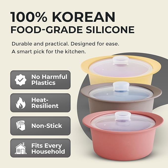 40oz Platinum Silicone Microwave Steamer Pot with Handle & Lid - Korea 100% Food-Grade Steamer Bowl, Heat-Resistant Cooker with Steam Holes, Easy Clean, Dishwasher Safe, Yellow