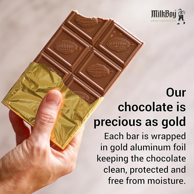 Milkboy Swiss Chocolates Gourmet Chocolate Bars - Handmade Milk and White Chocolates Bar - Premium Quality, Kosher, GMO-Free - 5 Pack Mixed Variety Gift Box