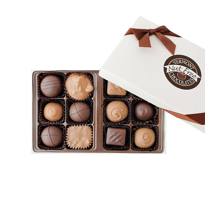 Vermont Nut Free Chocolates Boxed Chocolates (Grand Assortment) 12-Piece
