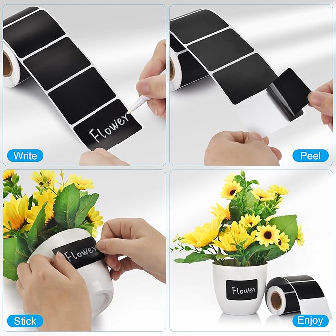 Chalkboard Labels - 300pcs Waterproof Reusable Blackboard Stickers with 2 Free Erasable White Chalk Marker, Mini Decorative Chalk Labels for Jars Containers Kitchen Home Pantry Office