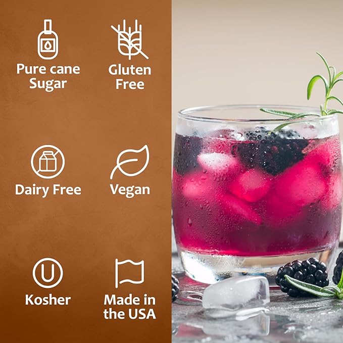 Syruvia Blackberry Syrup - 25.4 fl oz. Kosher and Gluten-Free. Ideal for Enhancing Drinks, Sodas, Shakes, Desserts, and More.