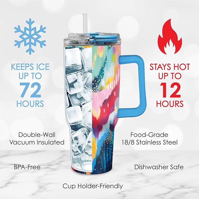 RainCaper 18/8 Stainless Steel Insulated Water Tumbler with Straw | 30oz, BPA-Free, Double Wall for Hot & Cold | Travel-Friendly, Cup Holder Ready (EttaVee Brush 100)