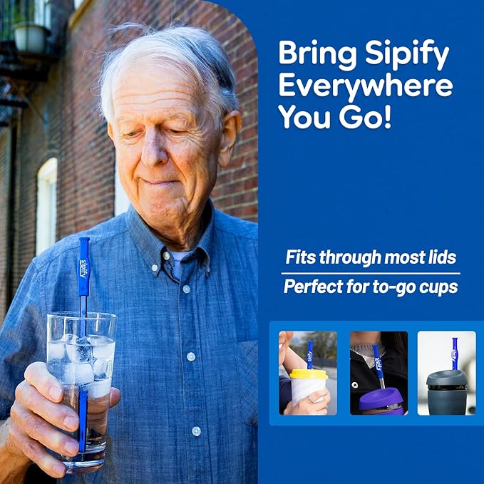 Flow-Limiting Dysphagia Straw for Safe Drinking | Adaptive Drinking Aids for Elderly & Dysphagia Patients | Reusable Stainless Steel Straw with Soft Silicone Tip | Dishwasher Safe | 2 Pack