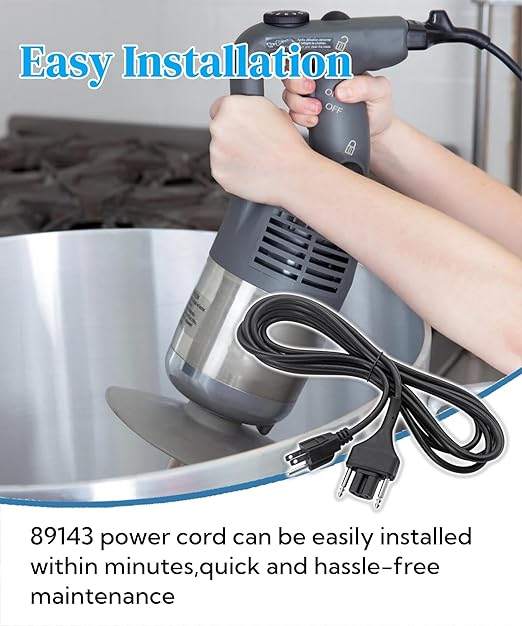 89143 Extended Blender Power Cord Replacement Parts Fits for Robot Coupe MP Series MP350 MP450 MP550 MP600 MP800 Immersion Blender,150’’