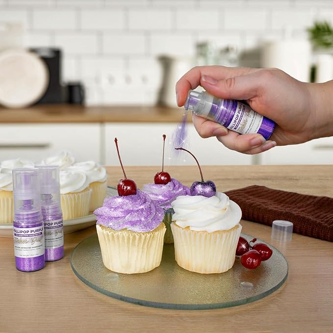 Bakell - Pollipop Purple Tinker Dust (4g, 1x Mini Spray Pump) Edible Glitter for Food, Desserts, and Beverages!