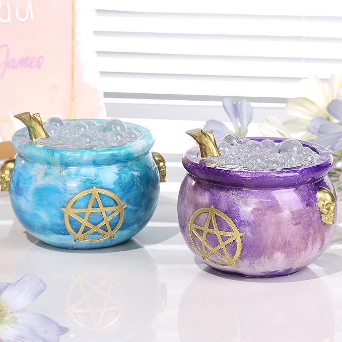 LET’S Resin Witch Cauldron Resin Mold, Halloween Resin Molds, 3D Jar Resin Molds Silicone 4.7'' Width, Large Jar Molds for Epoxy Resin Casting Craft, Storage Box,Candy Container,Candle Holder
