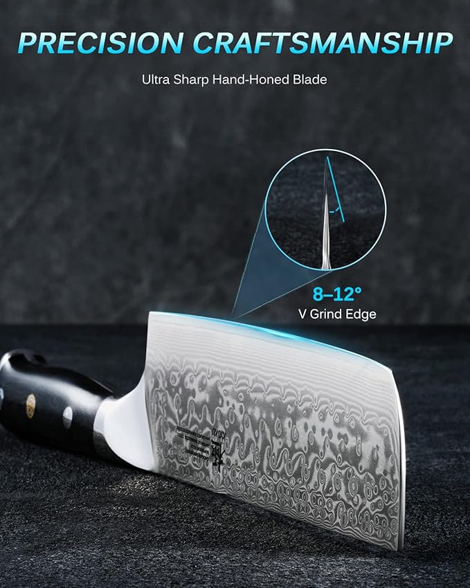 KYOKU Gin Series Nakiri Knife, 7" Vegetable Knife, Japanese VG10 Damascus Stainless Steel Kitchen Knife with Silver Ion Blade G10 Handle & Mosaic Pin, Professional Chef Knife for Veg Fruit Meat