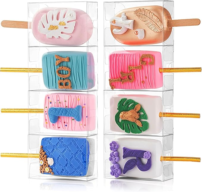 50pcs 3.5" x 2.4" x 1.38" Rice Krispie Treat Boxes & Macaron Boxes for Bridal Shower & Birthday Party