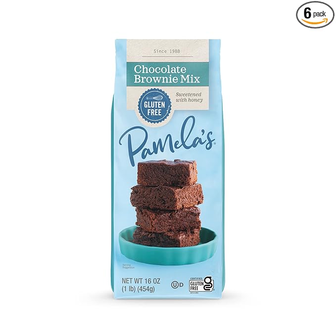 Pamela's Gluten Free Chocolate Brownie Mix, Sweetened With Honey, Non Dairy & Wheat Free, 16-Ounce Bag (Pack of 6)