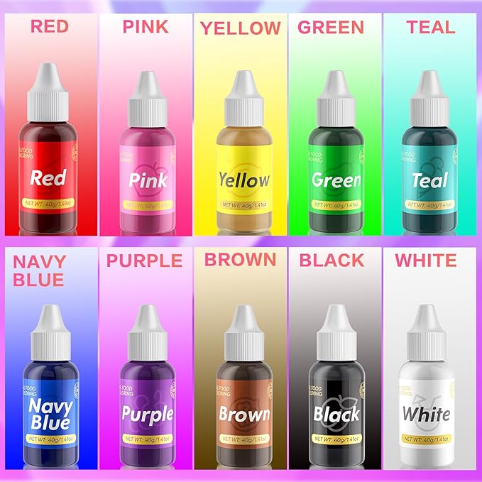 Gel Food Coloring for Cake Decorating - 40g Concentrated Assorted Edible Colors - Vibrant Tasteless Food Dye Professional-Grade Dye for Easter Eggs Fondant Cookies Frosting Royal Icing Baking - Pink