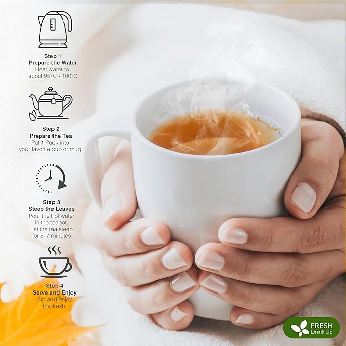 FreshDrinkUS, Premium 75 Tea Bags Glucose Functional Tea – Herbal Blend with Gymnema, Cinnamon, Bitter Melon, Tulsi & More –– Caffeine-Free. Sugar-Free. Gluten-Free. Vegan