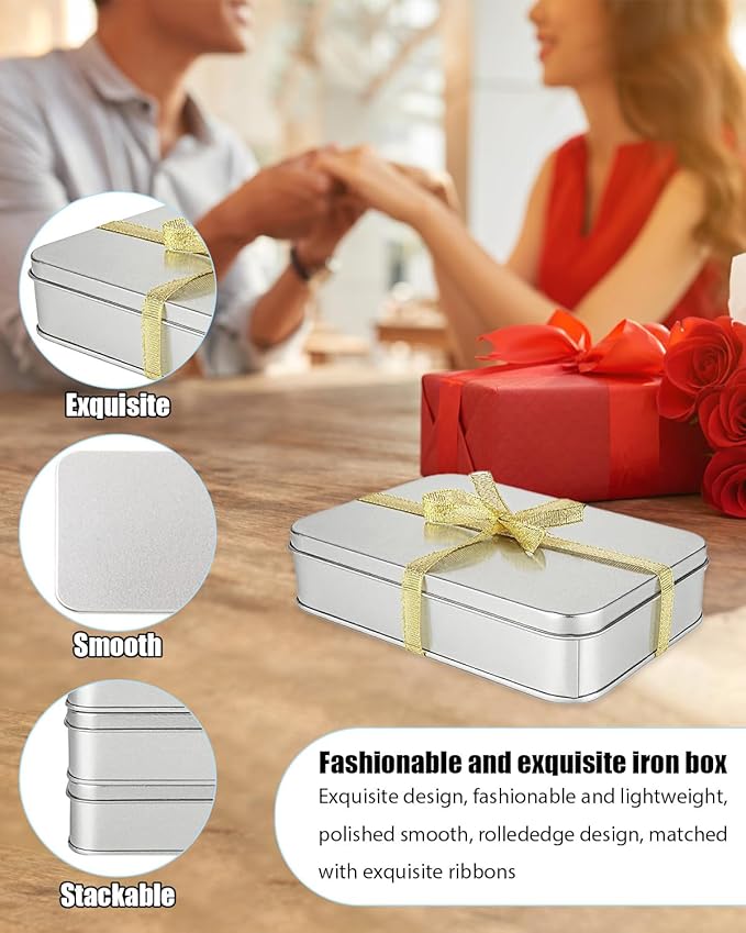 Metal Tins Box With Lid, 8 Pack Cookie Tins With Lids Tin Containers With Lids For Treats, Gifts, Favors, Candle And Crafts (4.92 x 3.54 x 1.37)