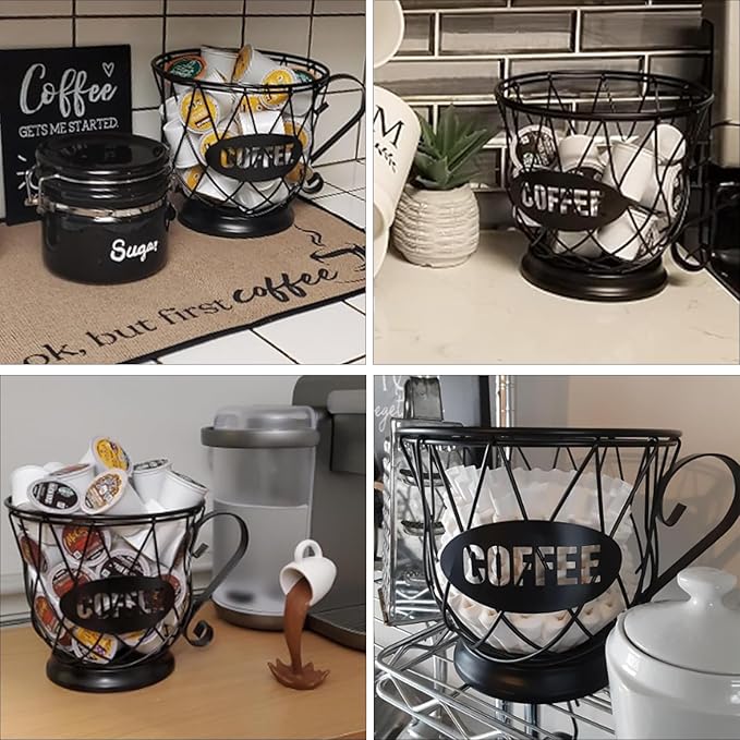 TreeLen Coffee Pod Holder, K Cup Organizer, Large Capacity K Cup Holder for 40 K Cups, K Pod Storage for Coffee Bar - Black