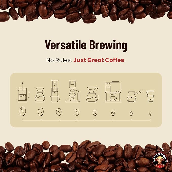Vietnamese Coffee Beans - Saigondan Mindful | Dark Roast | Vietnamese Robusta & Arabica Blend | Vietnamese Single Origin | Roasted in Small Batch | Direct Trade | No Preservatives | 12 Oz