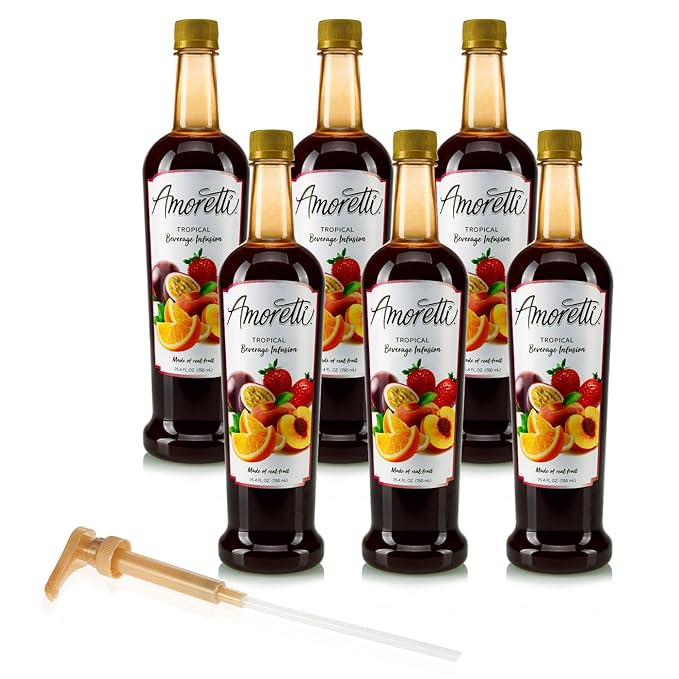 Amoretti - Tropical Beverage Infusion - Drink Mix & Water Enhancer with Pump for Flavoring Cocktails, Waters, Teas, and other Beverages, Preservative Free