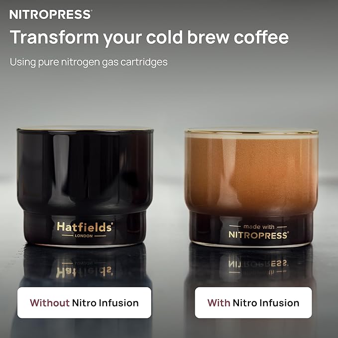 10 PCS NitroPress Nitrogen Coffee Chargers – Pure N2 Cartridges for Nitro Cold Brew Coffee Maker, Cocktails, Tea, and Beer – Use with NitroPress Instant Nitrogen Diffuser System