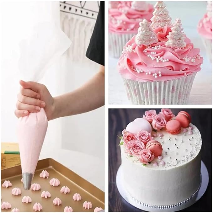 19-Inch Icing Bags Heavy Duty, AMBESTAR 100 Pieces Thick Anti-Burst Disposable Decorating Bags for all Size Tips Couplers and Baking Cookies Candy Supplies Kits, Large Cake Decorating Tools