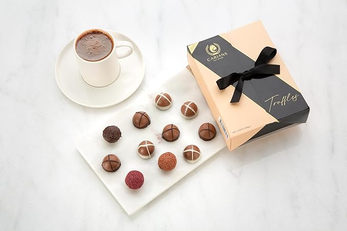 CARIANS Assorted Gourmet Chocolate Truffles Box, Luxury Candy Gift Basket with Dark, Milk & Hazelnut Truffles, Great For Gift Giving, Anniversary, Thanksgiving, Christmas
