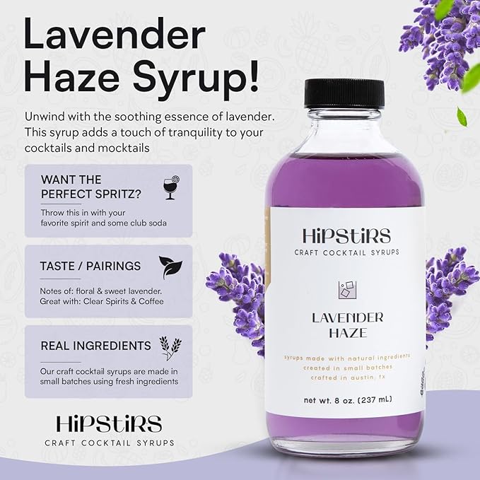 HipStirs Summer Cocktail Syrup Trio | Sweet Heat, Lavender Haze, Blackberry Mint | Craft Drink Mixers for Cocktails & Mocktails | Small Batch, Natural Ingredients (3 Pack, 8oz Bottles)