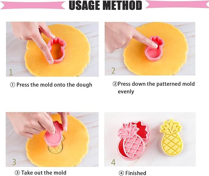 8Pcs Fruit Cookie Cutters Set 3D Plastic Biscuits Mold for Baking, DIY Cake Decor Grape, Banana, Strawberry, Apple Shape Cookie Molds for Party (I8)