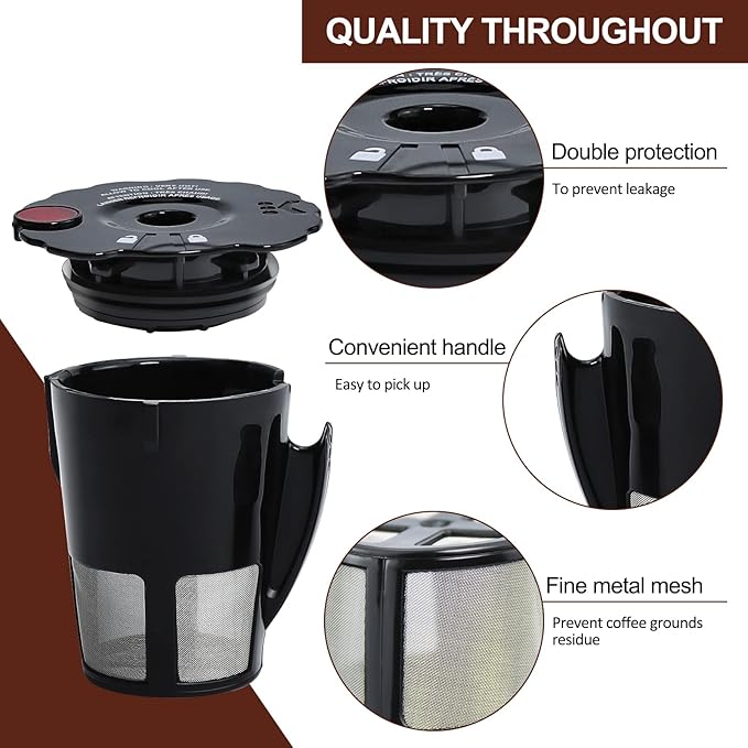 6-Pack Sikawai Fit for 119367 Reusable Coffee Keurig Filter Replacement Part K200 K250 K300 K350- Reusable K Cups for Keurig K-cup 2.0 Series Keurig Reusable Coffee Pods with Cleaning Brush