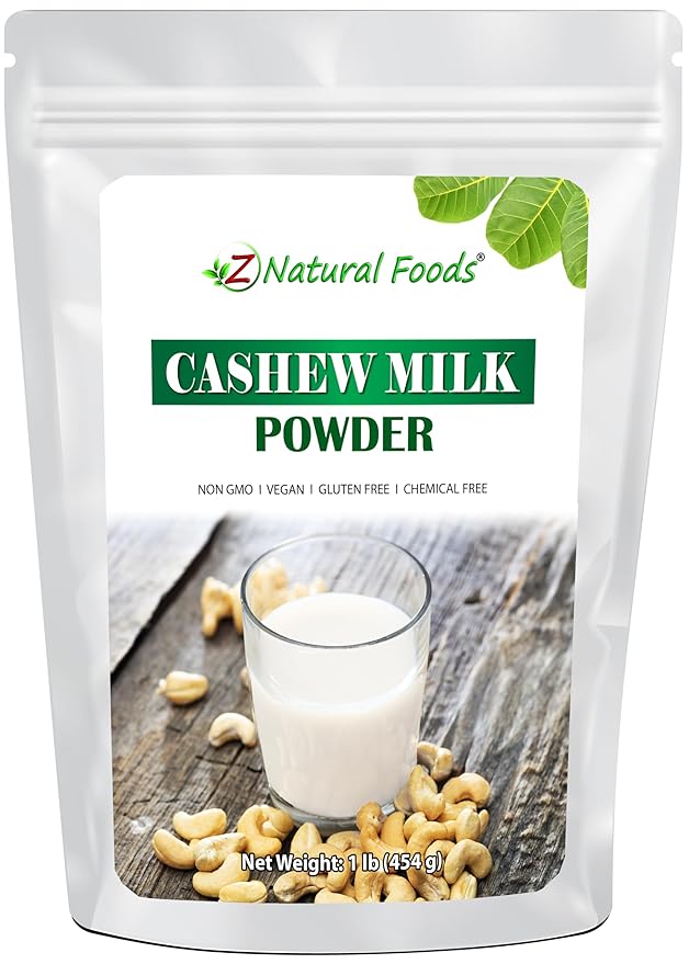 Z Natural Foods Unsweetened Cashew Milk Powder - Plant/Nut Milk For Healthy Heart, Bones, Skin - Substitute for Cashew Butter - Gluten-Free, Kosher, Non-GMO, Vegan, Dairy-Free, 1 lb