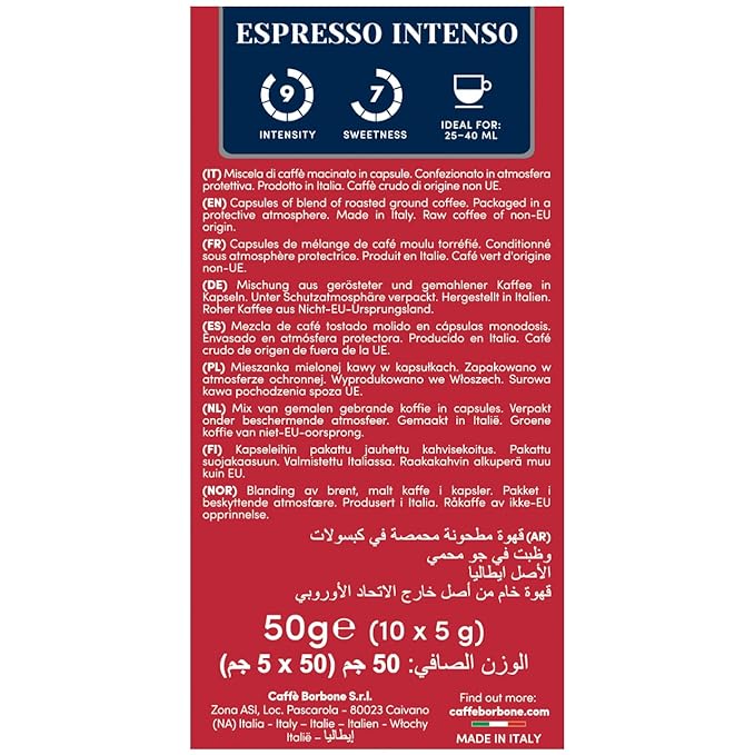 Caffe Borbone Aluminum Coffee Pods Compatible with Nespresso Original Machines, Espresso Intenso, Medium Roast, Full-Bodied and Strong, Genuine Italian Coffee - NOT compatible with Vertuo - 100 Count