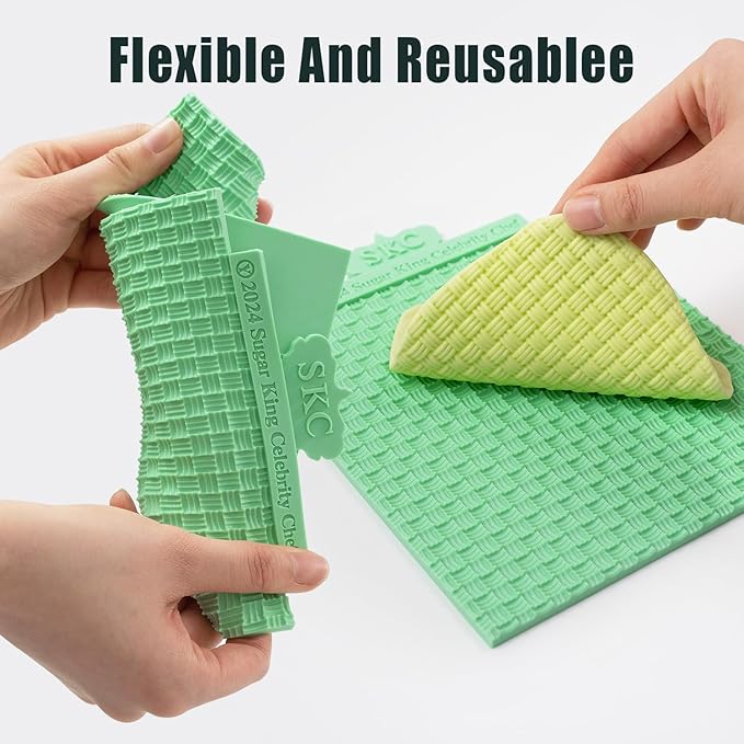 KALAIEN Sweater Texture Fondant Impression Mats Knit Fondant Embosser Texture Mats for Clay Cake Decorating Fondant Molds Set of 3