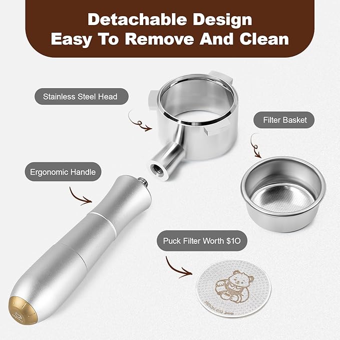 MEION 54mm Bottomless Portafilter Compatible with Breville Barista Express Machines, Sage, Barista Pro, BES870XL, BES878, BES880, Espresso Portafilter with 18g Filter Basket & Puck Screen