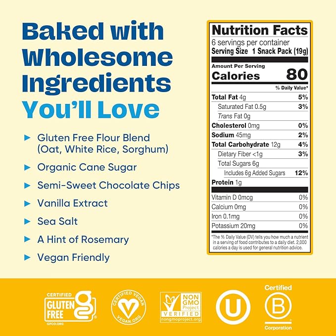 Gluten Free Partake Mini Crunchy Chocolate Chip Cookies + Bonus Bag of Classic Grahams - Vegan - Free From the Top 9 Allergens Including Dairy, Wheat, Soy, Eggs, & Peanuts - Non GMO - Safe School & Office Snack (25 Packs, 0.67 oz)
