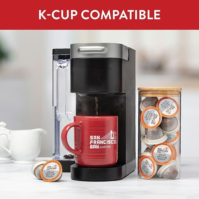 San Francisco Bay Compostable Coffee Pods - DECAF French Roast (120 Ct) K Cup Compatible including Keurig 2.0, Dark Roast, Swiss Water Processed