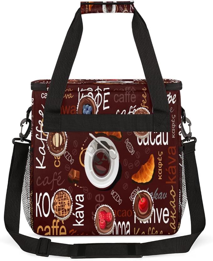 Brown Coffee Coffee Maker Carring Bag Cocoa Kaffee Travel Carrying Storage Tote Bag Compatible with Keurig K-Mini or K-Mini Plus Portable Single Serve Coffee Brewer Case with Pockets for K-cup Pods