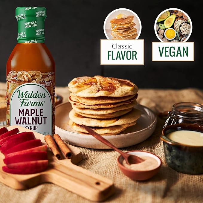 Walden Farms Maple Walnut Syrup – Perfect for Pancakes, Waffles, Desserts – Zero Calorie, Sugar-Free, Low Carb, Keto-Friendly, Gluten-Free, Vegan – 12 oz Bottle