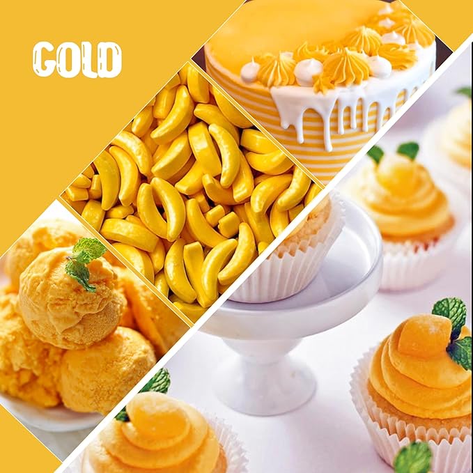 Food Coloring Liquid - Vibrant Color Food Coloring for Cake Decorating, Baking, Easter Egg, Icing - Tasteless Food Color Dye for Fondant, Cooking, Slime, Airbrush (Gold, 8 Fl.oz)